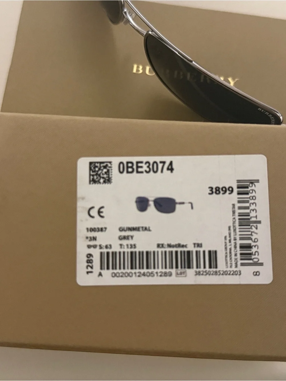 Burberry Gunmetal Sunglasses with Grey Lenses